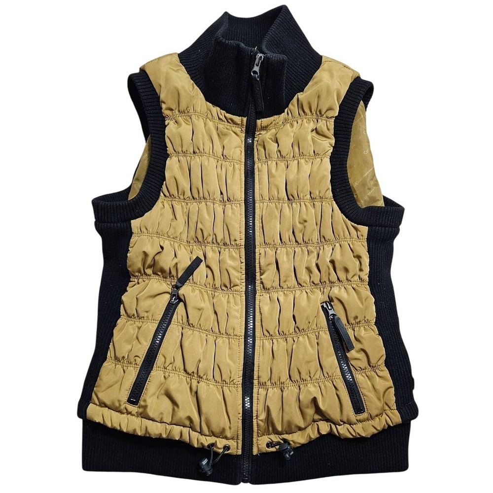 Calvin Klein Performance Womens Ruched Puffer Vest Tan Black PF2V9515‎ L